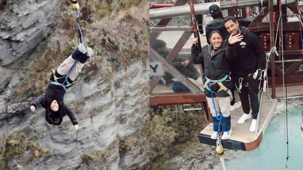 Berjiwa Pemberani, Ini 7 Potret Naysilla Mirdad Bungee Jumping di Selandia Baru
