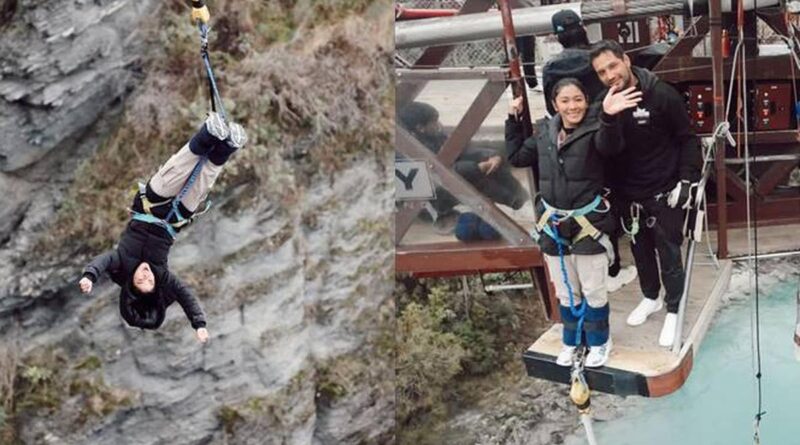 Berjiwa Pemberani, Ini 7 Potret Naysilla Mirdad Bungee Jumping di Selandia Baru