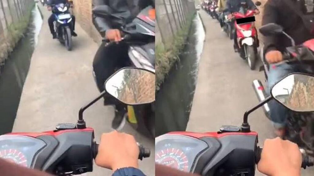 Viral Pengendara Motor Melawan Arah di Jalan Parit Sempit, Sedikit Disenggol Jadi Putri Duyung