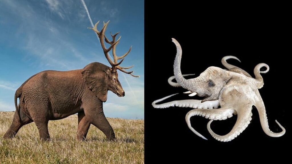 6 editan foto gajah dipadukan dengan hewan lain ini tampil unik