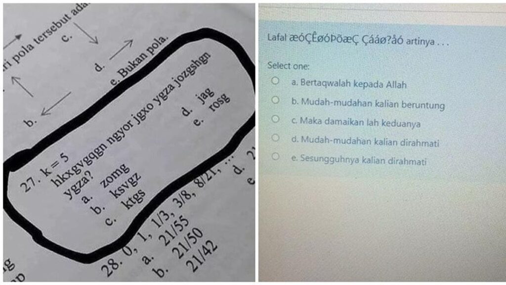 6 soal ujian dengan bahasa yang absurd ini membuat siswa berpikir keras