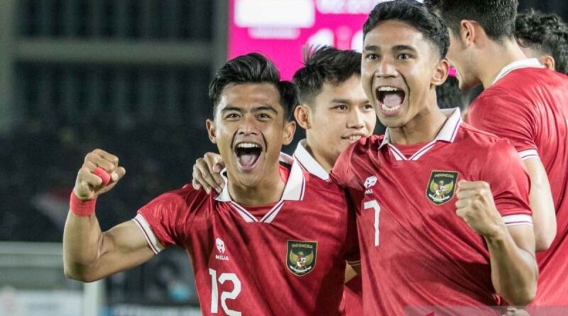 Timnas Indonesia mencetak gol ke gawang Chinese Taipei