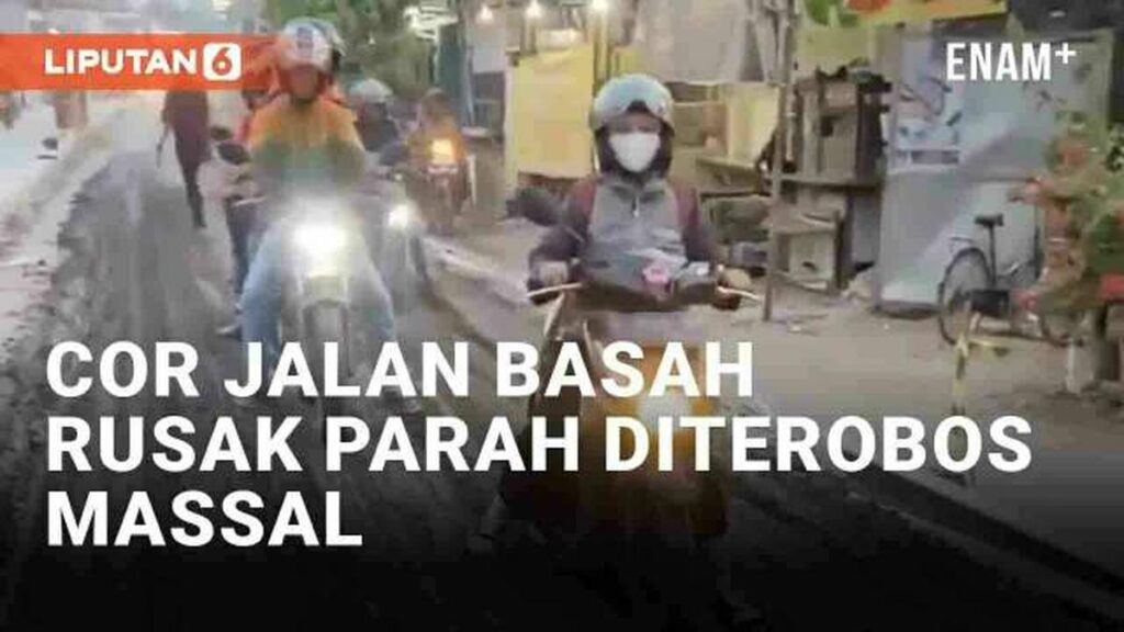 VIDEO: Viral Proyek Pengecoran Jalan di Jombang Rusak Parah Akibat Masuknya Kendaraan Massal