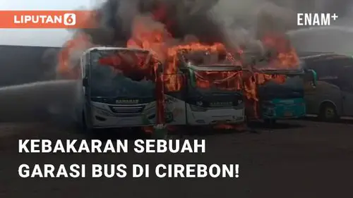 VIDEO: Kebakaran Hebat Sebuah Garasi Bus di Plered, Kabupaten Cirebon!