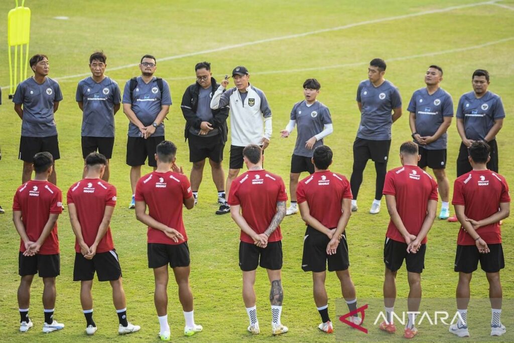 Latihan timnas Indonesia jelang lawan Brunei Darussalam