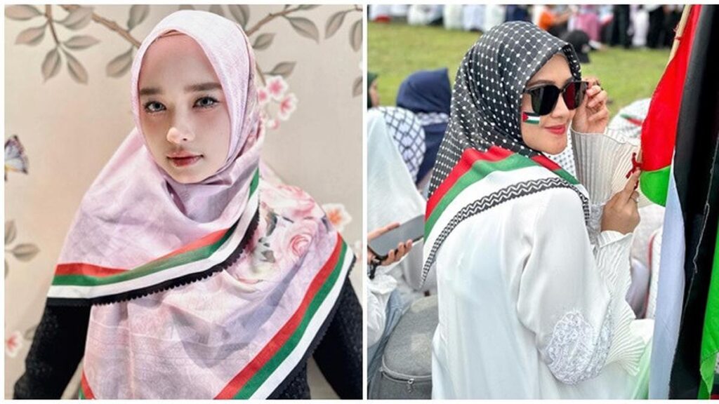 Potret 6 Artis Berhijab Bermotif Bendera Palestina, Mendukung Berbagai Cara