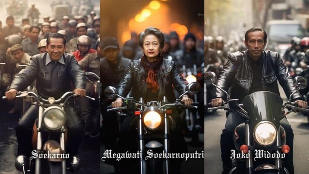 Edit Foto AI Jika 7 Presiden Indonesia Naik Motor Besar Ini Keren Banget