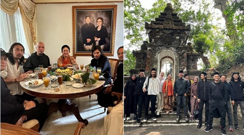 6 Potret Ziarah Dewa 19 ke Makam Presiden Kedua RI, Disambut Titiek Soeharto