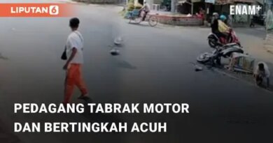 VIDEO: Lihat Pedagang Tabrak Motor dan Bertingkah Acuh, Warganet Tanggapi Dengan Kesal