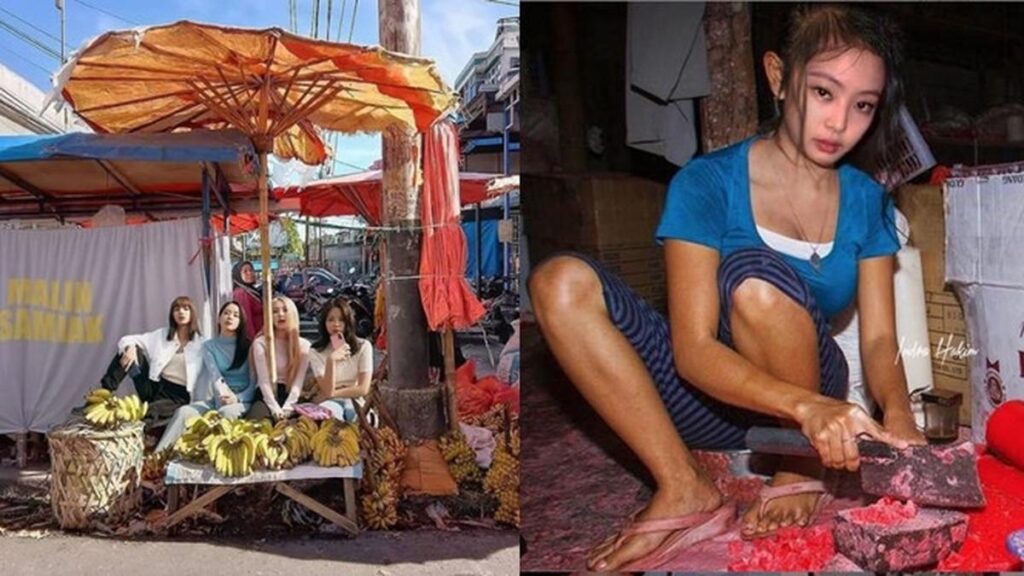 6 Foto Editan Blackpink Jualan di Pasar, Terlalu Unik, Kocak