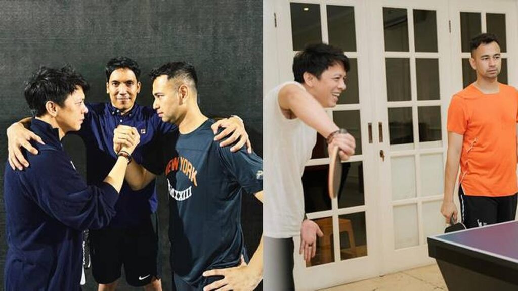 7 Potret Ariel Noah dan Raffi Ahmad Main Ping-Pong Sebelum Bertanding di Ring Tinju