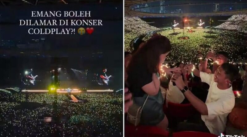 Momen seorang wanita dilamar kekasihnya saat konser Coldplay di GBK menjadi viral, romantis banget