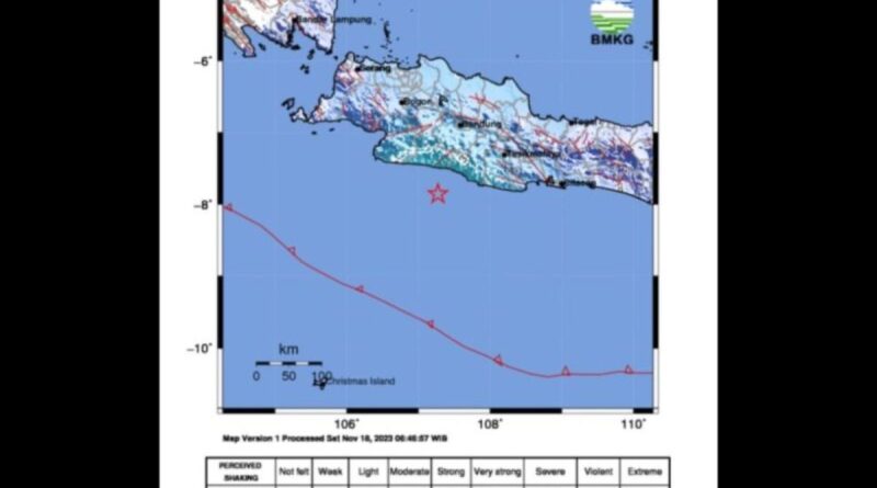 Gempa dengan magnitudo 5,2 terjadi di Barat Daya Kabupaten Bandung