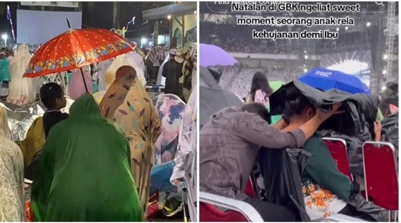 6 Momen Emosional Saat Anak Memberikan Payung kepada Ibunya, Ada yang Rela Basah Hujan
