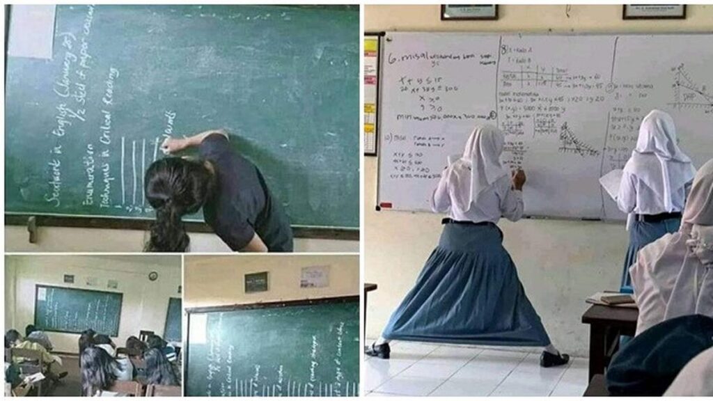 6 Tingkah Siswa di Papan Tulis Absurd Pol, Guru Tersenyum Tipis