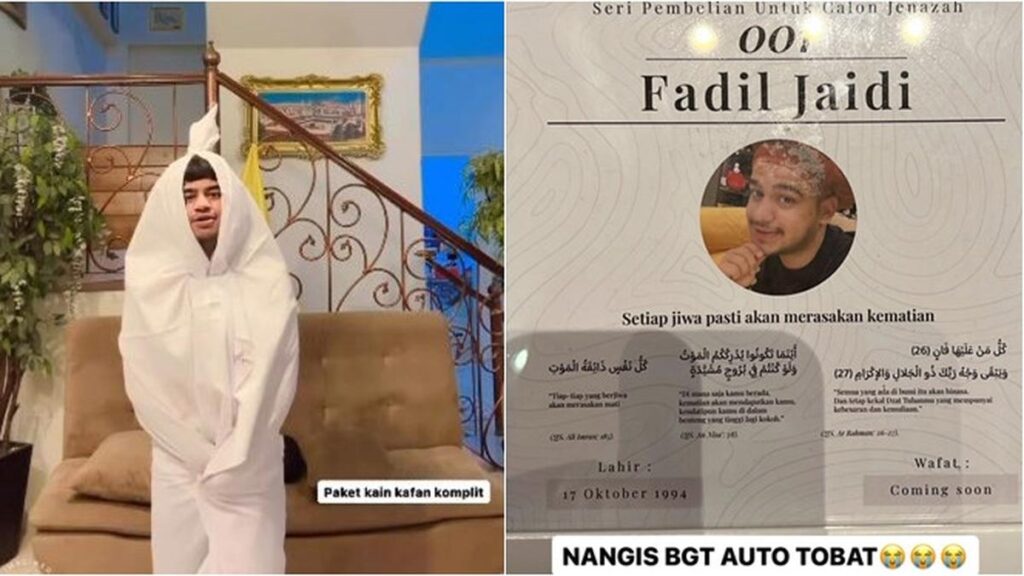 6 Potret Fadil Jaidi Dapat Endorsemen Kain Kafan, Dapat Surat Keterangan Calon Jenazah