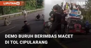 VIDEO: Demo Buruh Berimbas Macet di Tol Cipularang Arah Bandung