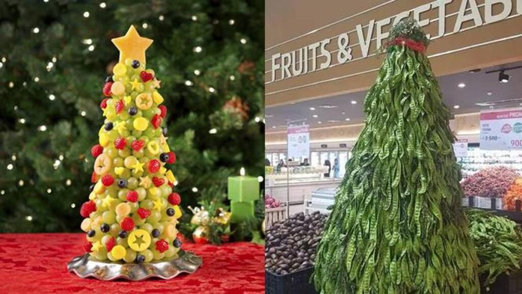 8 Potret Pohon Natal Berbahan Buah dan Sayur, Bisa Dimakan Langsung