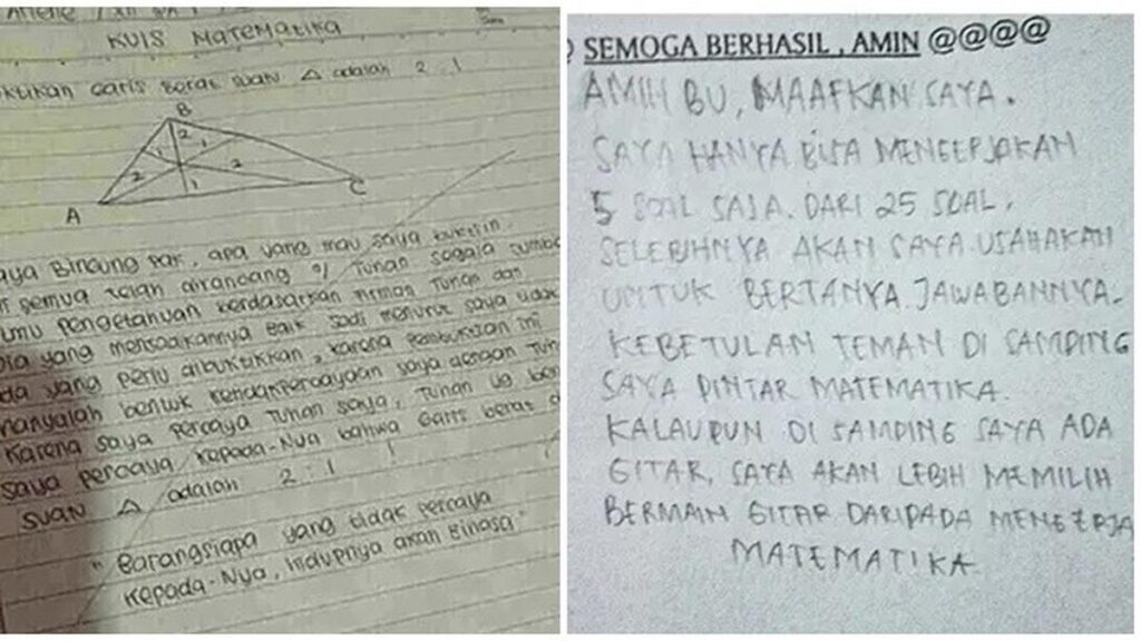 6 Komentar Siswa di Lembar Jawaban Matematika Ini Lucu, Guru Menepuk Mata