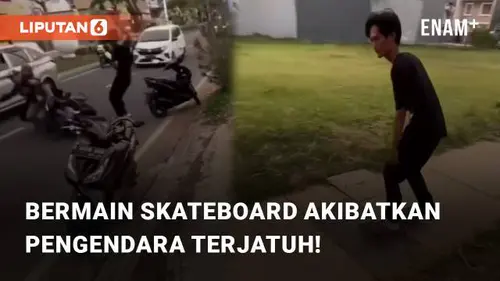 VIDEO: Asik Bermain Skateboard di Trotoar Hingga Akibatkan Pengendara Terjatuh!