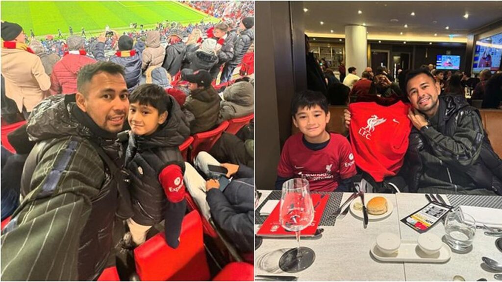 7 Potret Raffi Ahmad Ajak Rafathar Saksikan Langsung Laga Liverpool, Seru