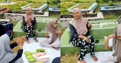 Viral kelakuan ibu-ibu yang piknik di kuburan sambil menari jadi sorotan