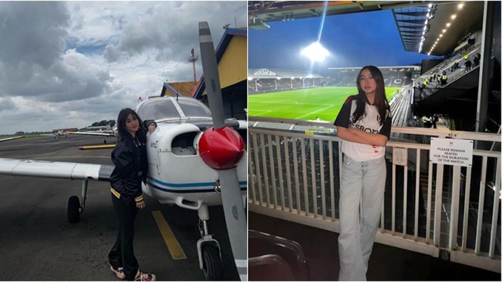 6 Potret Viral Abigail Michelle, Bawa Pesawat Sendiri untuk Nonton Sepak Bola di London