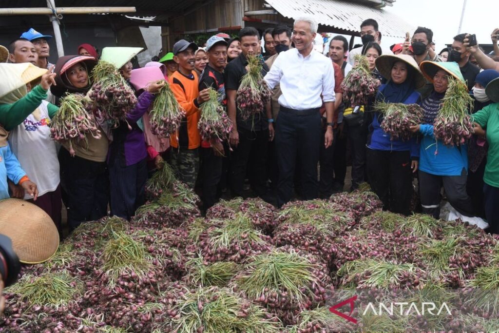 Ganjar Pranowo berdialog dengan petani bawang merah di Brebes