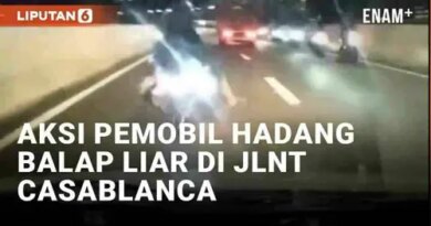 VIDEO: Aksi Berani Pemobil Hadang Balap Liar Lawan Arah di JLNT Casablanca