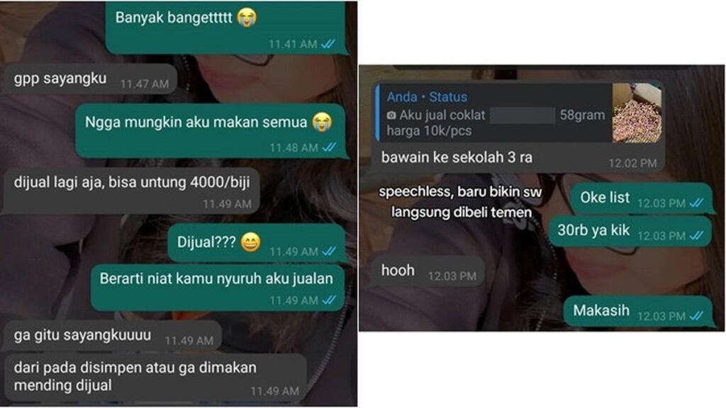 Momen lucu ketika seorang gadis dihadiahi sekotak coklat dari pacarnya, dijual untuk iseng bahkan laris manis