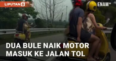 VIDEO: Viral Dua Bule Naik Motor Masuk ke Jalan Tol Menuju Air Terjun Jumog Karanganyar