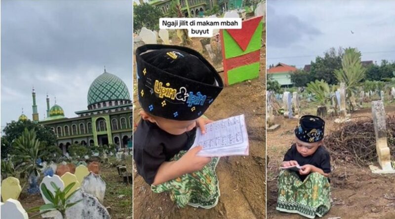Bocah Ini Bacakan Iqra di Makam Kakek Buyutnya Karena Tak Paham Al-Qur'an, Banjir Pujian