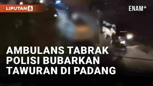 VIDEO: Viral Ambulans Tabrak Rombongan Polisi Saat Patroli Pembubaran Tawuran di Padang