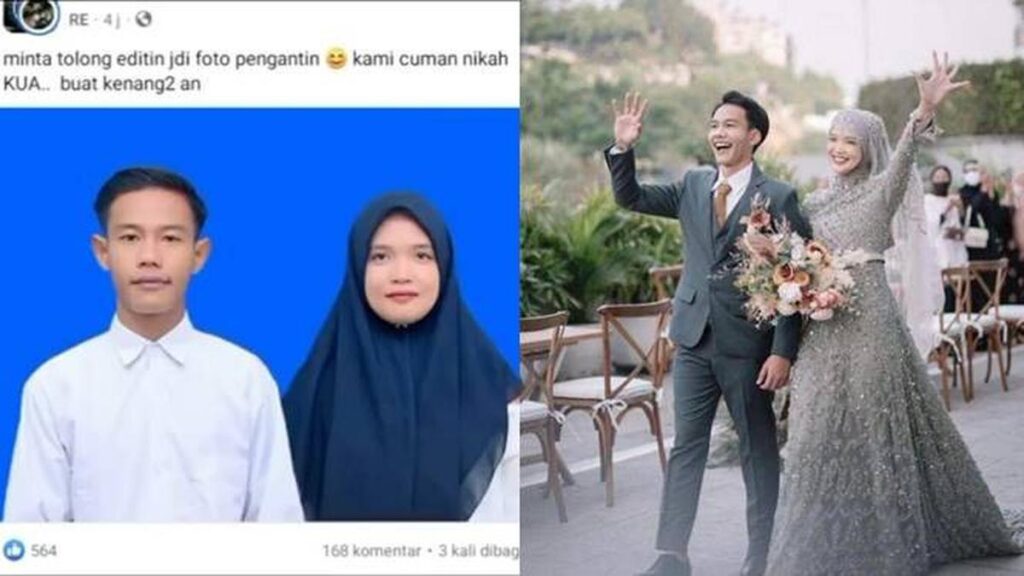 Pasangan ini minta foto pernikahannya di KUA diedit, 7 hasilnya keren banget