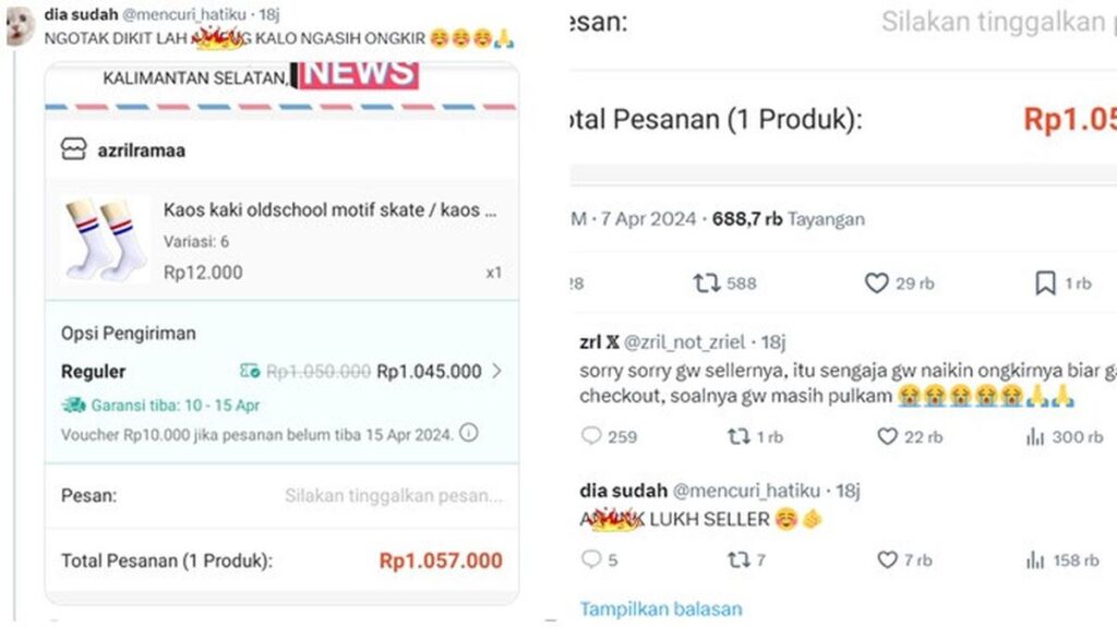 6 Ongkos Kirim Beli Kaos Kaki Hingga Jutaan Bikin Kaget, Respon Penjualnya Lucu-lucu